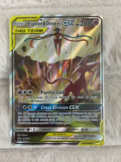 X2 cards Pokemon TCG Espeon & Deoxys GX SM240 Black Star Promo Full Art Holo NM - Image 2
