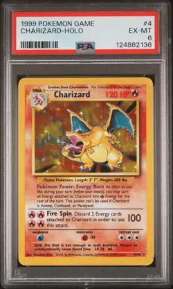 1999 POKEMON GAME #4 CHARIZARD-HOLO PSA 6 - Image 1