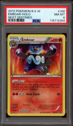Pokemon PSA 8 Shiny Emboar 100/99 Black & White Next Destinies Secret Rare Mint - Image 1