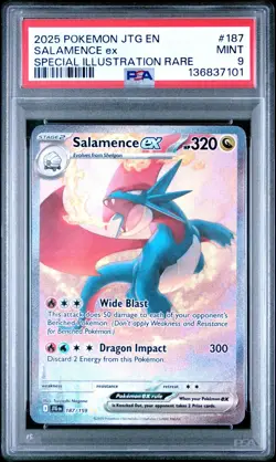 2025 POKEMON JTG EN-JOURNEY TOGETHER #187 SALAMENCE EX PSA 9 - Image 1