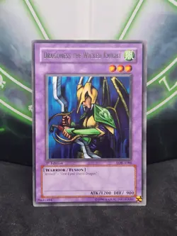 Yugioh Dragoness the Wicked Knight LOB-A086 Rare 1st Edition LP - Image 1