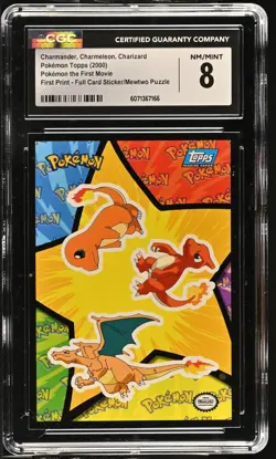 CGC 8 Charmander, Charmeleon, Charizard First Movie Topps Sticker Pokemon Card - Image 1