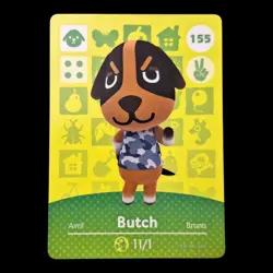 Butch #155 Animal Crossing Amiibo Nintendo Card Authentic Series 2 - Image 1