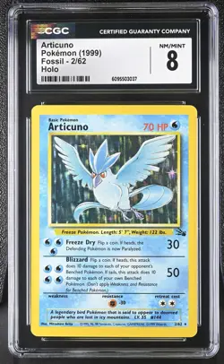 CGC 8 Articuno 2/62 Holo Fossil Pokemon Card - Image 1