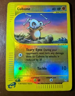 Pokemon TCG Cubone Reverse Holo Common Card Aquapolis 72/147 - Image 1