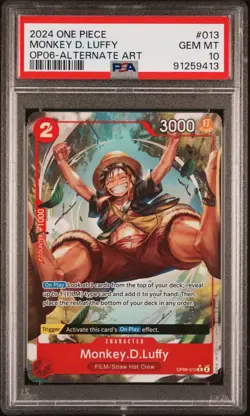 PSA 10 Monkey D Luffy Alt Art OP06-013 Wings of Captain One Piece English Card - Image 2