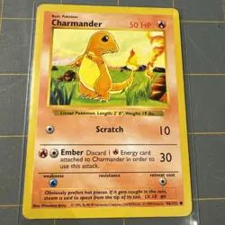 Pokemon TCG Base Set Shadowless Charmander Card 046/102 Common Regular - Image 1