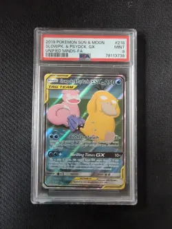 Slowpoke & Psyduck Gx 218 PSA 9 Graded Pokemon Card - Image 1