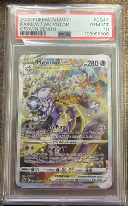 Pokemon Mewtwo VSTAR Crown Zenith Galarian Galarian Full Art #GG44 PSA 10 - Image 1