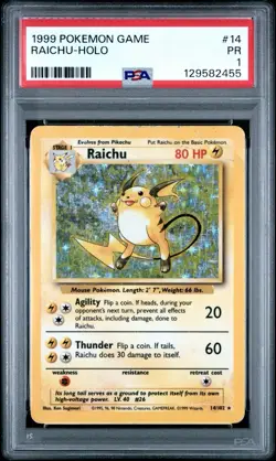 1999 Pokemon Game Raichu Holo PSA 1 - Image 1