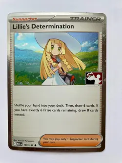 Lillie's Determination 119/132 Prize Pack Series 8 Holo Pokemon TCG Stamped - Image 1