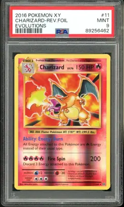 2016 Pokemon XY Evolutions 11 Charizard REVERSE 11/108 PSA 9 Mint - Image 1