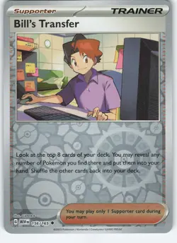 Bill's Transfer - 156/165 Uncommon Reverse Holo Scarlet & Violet 151 NM Pokemon - Image 1