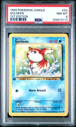 Goldeen 1st Ed PSA 8 #53/64 Jungle Common Pokemon 1999 - Image 1