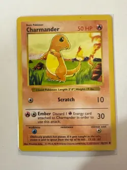Pokemon TCG Charmander Base Set 46/102 Regular Shadowless Common - Image 1