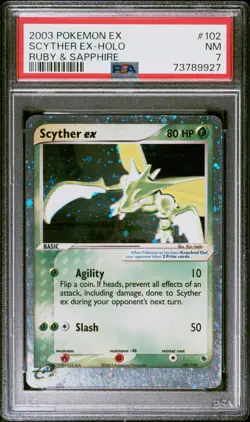 Pokemon TCG Scyther ex EX Ruby and Sapphire 102/109 Holo Ultra Rare PSA 7 NM - Image 1
