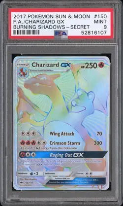 2017 Pokemon Sun & Moon Burning Shadows #150 Charizard Gx PSA 9 - Image 1