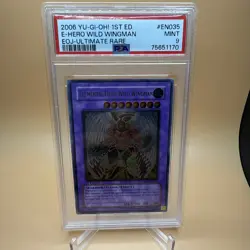Yugioh PSA 9 Elemental Hero Wild Wingman EOJ-EN035 1st Edition Ultimate Centered - Image 1
