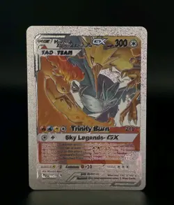 Pokemon Moltres Zapdos Articuno GX Tag Team Silver Foil Fan Art Collector Card - Image 1