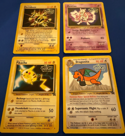 Set of 4 dif Black Star Promo WB Movie Pokemon Cards Pikachu, Dragonite, Mewtwo - Image 2