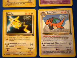 Set of 4 dif Black Star Promo WB Movie Pokemon Cards Pikachu, Dragonite, Mewtwo - Image 3