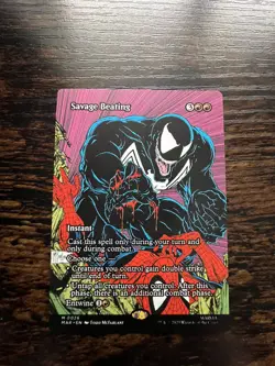 MTG Savage Beating 0026 Borderless Full Art Marvels Spider-Man, Pack Fresh - Image 1
