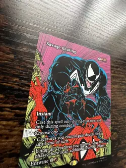 MTG Savage Beating 0026 Borderless Full Art Marvels Spider-Man, Pack Fresh - Image 2