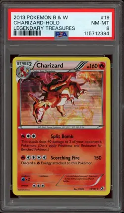 Pokemon PSA 8 Charizard 19/113 Black & White Legendary Treasures Holo Rare NM - Image 1