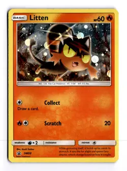 Litten SM08 Sun & Moon Promo Holo Pokemon Moderate Play+ - Image 1