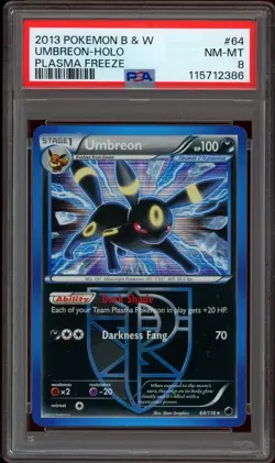 Pokemon PSA 8 Umbreon 64/116 Black & White Plasma Freeze Holo Rare Near Mint - Image 1