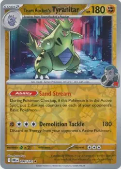 TEAM ROCKET'S TYRANITAR 096/182 DESTINED RIVALS POKEMON (REVERSE HOLO, NM) - Image 1