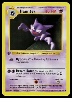 Pokemon Card - Haunter Base Set (Shadowless) 29/102 Uncommon 1st Edition - Image 1