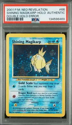 Shining Magikarp 66/64 Neo Revelation "Double" Holo Pokemon Card SWIRL PSA Auth - Image 1