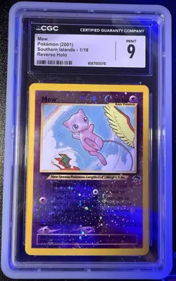 Mew Reverse Holo Southern Islands Promo CGC 9 2001 Pokemon Card #1 With 2 Swirls - Image 1