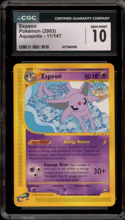 Pokemon Espeon Aquapolis NON Holo Rare #11 CGC 10 Gem Mint - Image 1