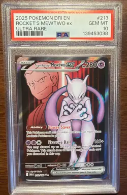 Pokemon Dri-Destined Rivals Ultra Rare Card 213 Team Rockets Mewtwo EX PSA 10 - Image 1