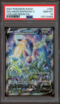 Pokemon PSA 10 Galarian Rapidash V 168/198 Chilling Reign Alt Art Mint - Image 1