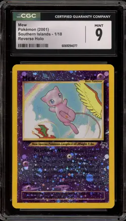Pokemon Mew Southern Islands Reverse Holo Promo #1 CGC 9 Mint - Image 1
