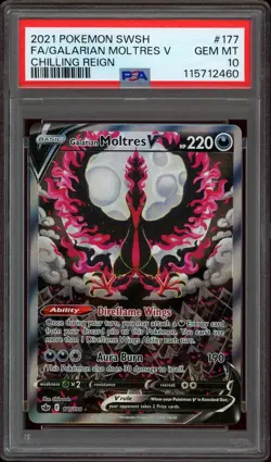 Pokemon PSA 10 Galarian Moltres V 177/198 Chilling Reign Alt Art Mint - Image 1