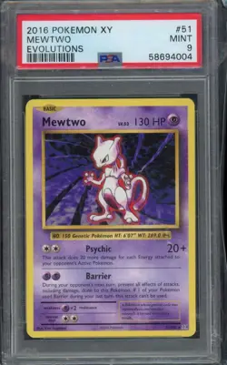PSA 9 - 2016 Mewtwo 51/108 Evolutions Regular Pokemon - Image 1