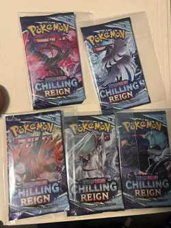 Chilling Reign Pokemon Booster Pack x 5 (Complete Pack Art Set) 820650808470 - Image 1