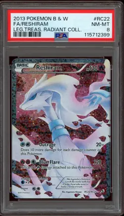 Pokemon PSA 8 Reshiram RC22/RC25 Legendary Treasures Radiant Collection Mint - Image 1