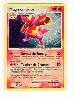 ~PT~ PORTUGUESE Magmortar Holo 12/123 DP Mysterious Treasures Pokemon Card (LB3) - Image 1