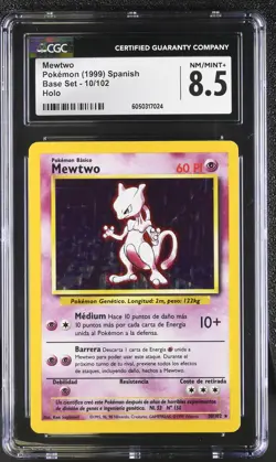 CGC 8.5 Mewtwo 1999 Base Set SPANISH 10/102 Holo Pokemon Card - Image 1