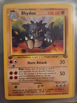 Pokemon TCG Rhydon Jungle 1st Edition Uncommon Card 45/64 - Image 1