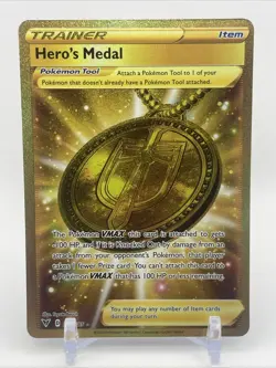 Pokemon TCG Hero's Medal Gold Secret Rare Card 201/185 Vivid Voltage - Image 1