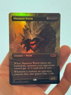 1X FOIL Massacre Wurm BORDERLESS MINT MTG Magic M21 Core Set 2021 Mythic EDH - Image 1