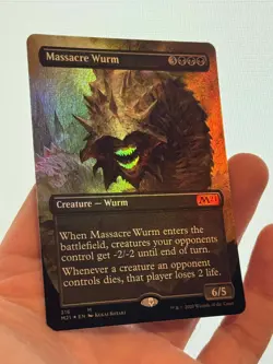 1X FOIL Massacre Wurm BORDERLESS MINT MTG Magic M21 Core Set 2021 Mythic EDH - Image 3
