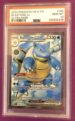 2023 Pokemon Mew En-151 #184 Blastoise Ex Ultra Rare PSA 10 GEM MINT - Image 1