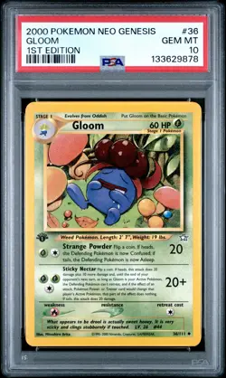 2000 POKEMON NEO GENESIS 1ST ED #36 GLOOM PSA 10 - Image 1